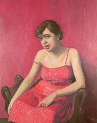 Rumänische Frau in einem roten Kleid, 1925